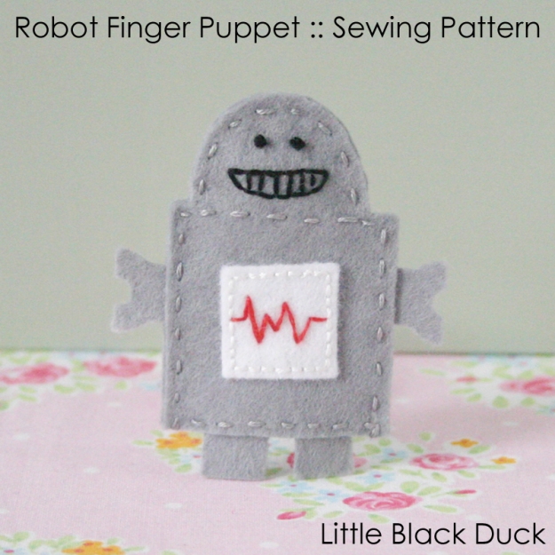 Robot Finger Puppet Sewing Pattern